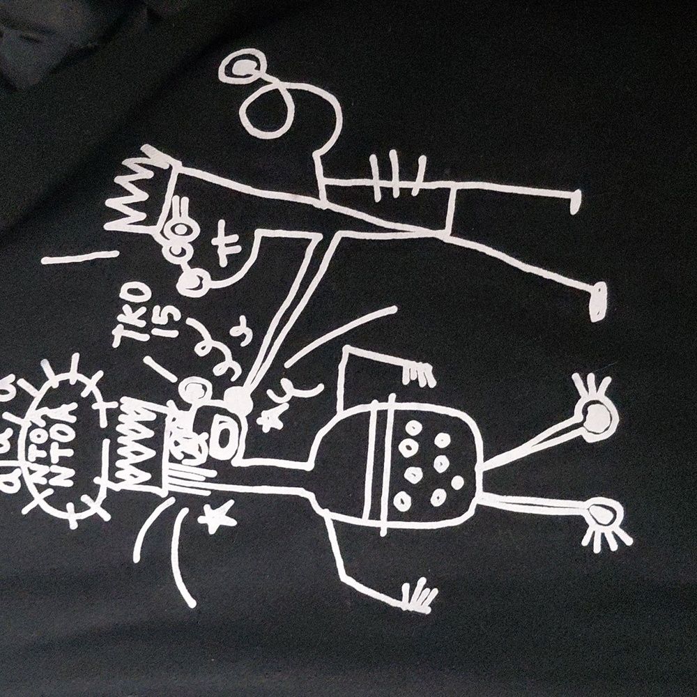 Rare Basquiat Black Wool Mid Coat With Signature And Artwork 23" Pit To Pit - Picture 3 of 16